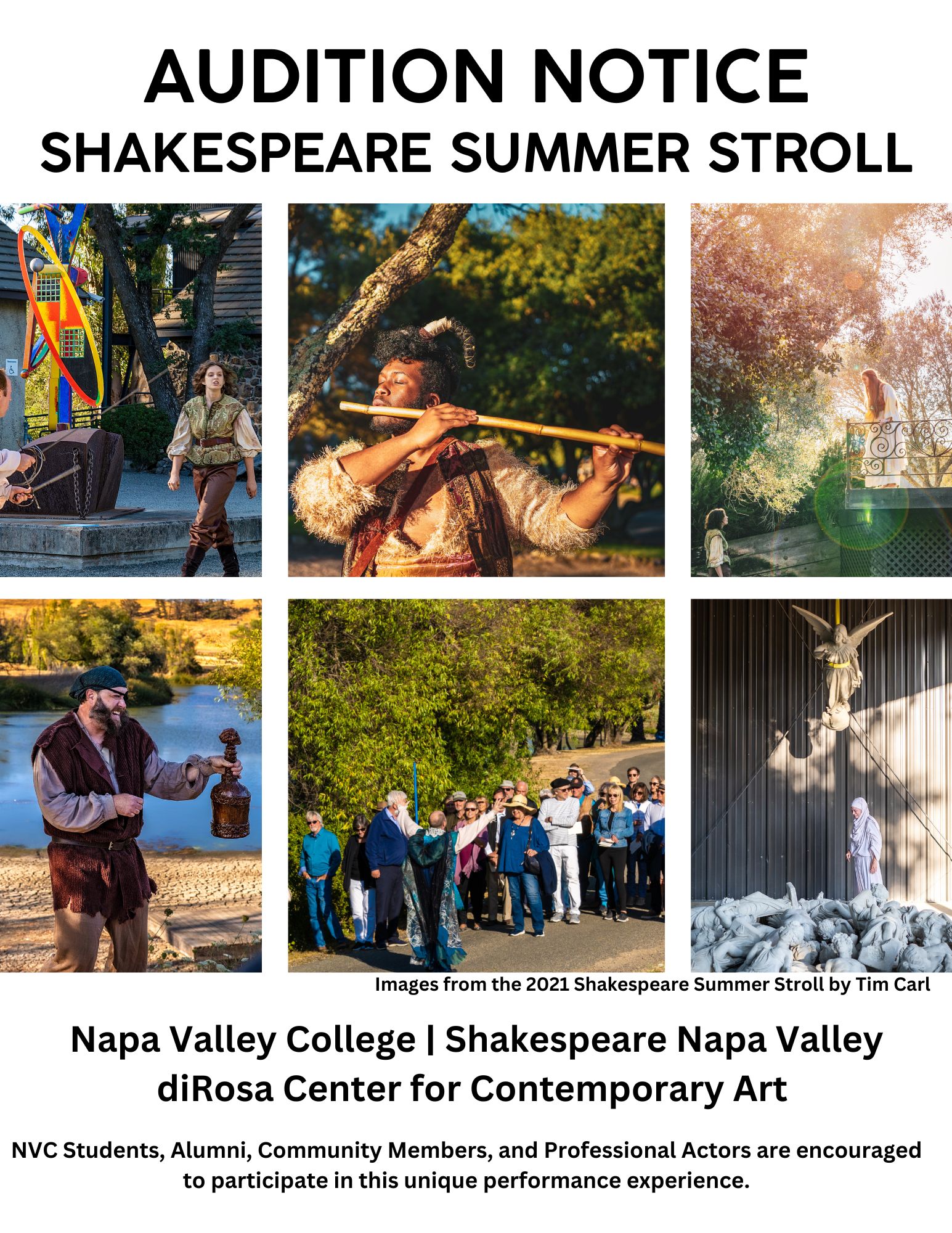 AUDITION NOTICE FOR SHAKESPEARE SUMMER STROLL 2025 Shakespeare Napa